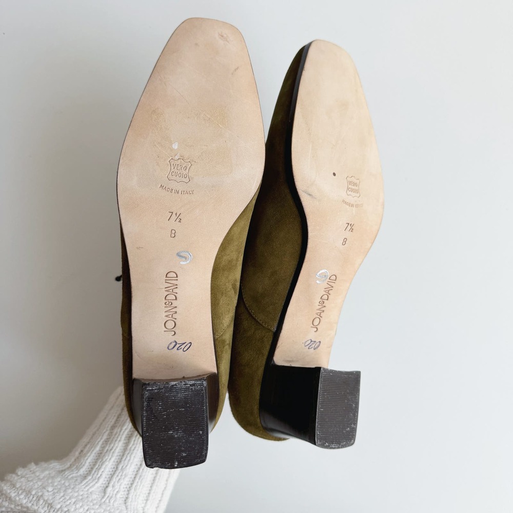 Joan & David Olive Green Suede Leather Lace Up Oxford Heels Size 7.5 - Picture 8 of 8